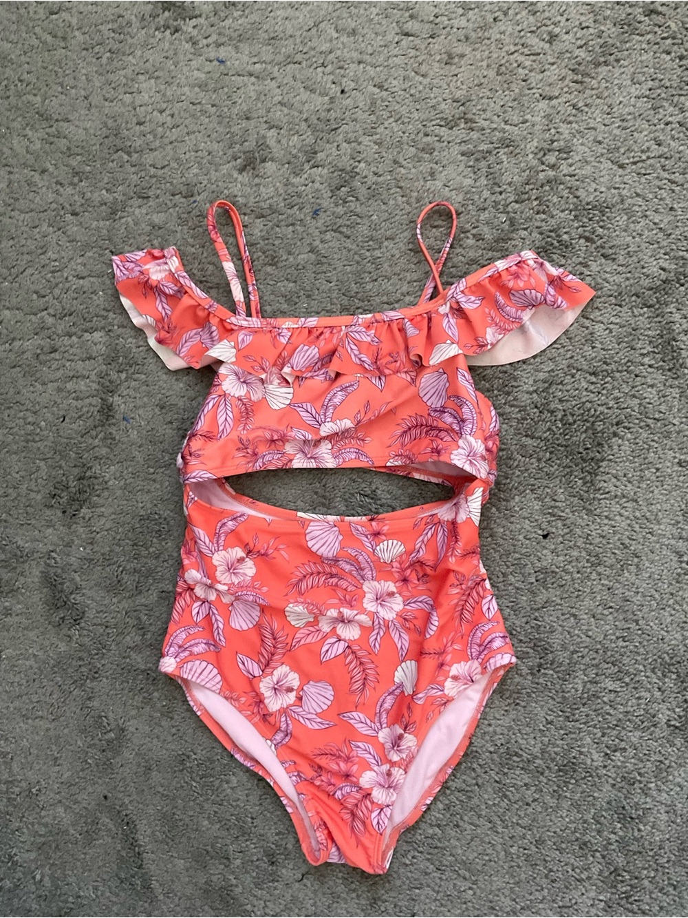 art class Coral Floral Ruffle Cutout One-Piece Swimsuit